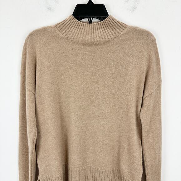 NEW Banana Republic Cashmere Sweater Pullover Mock Neck Camel Tan Womens Small - Picture 3 of 12